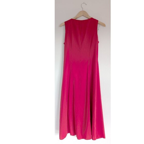 Vintage Red Shirt Dress, Sleeveless Mother of Pearl Buttons, Flouncy Dress - Picture 7 of 8